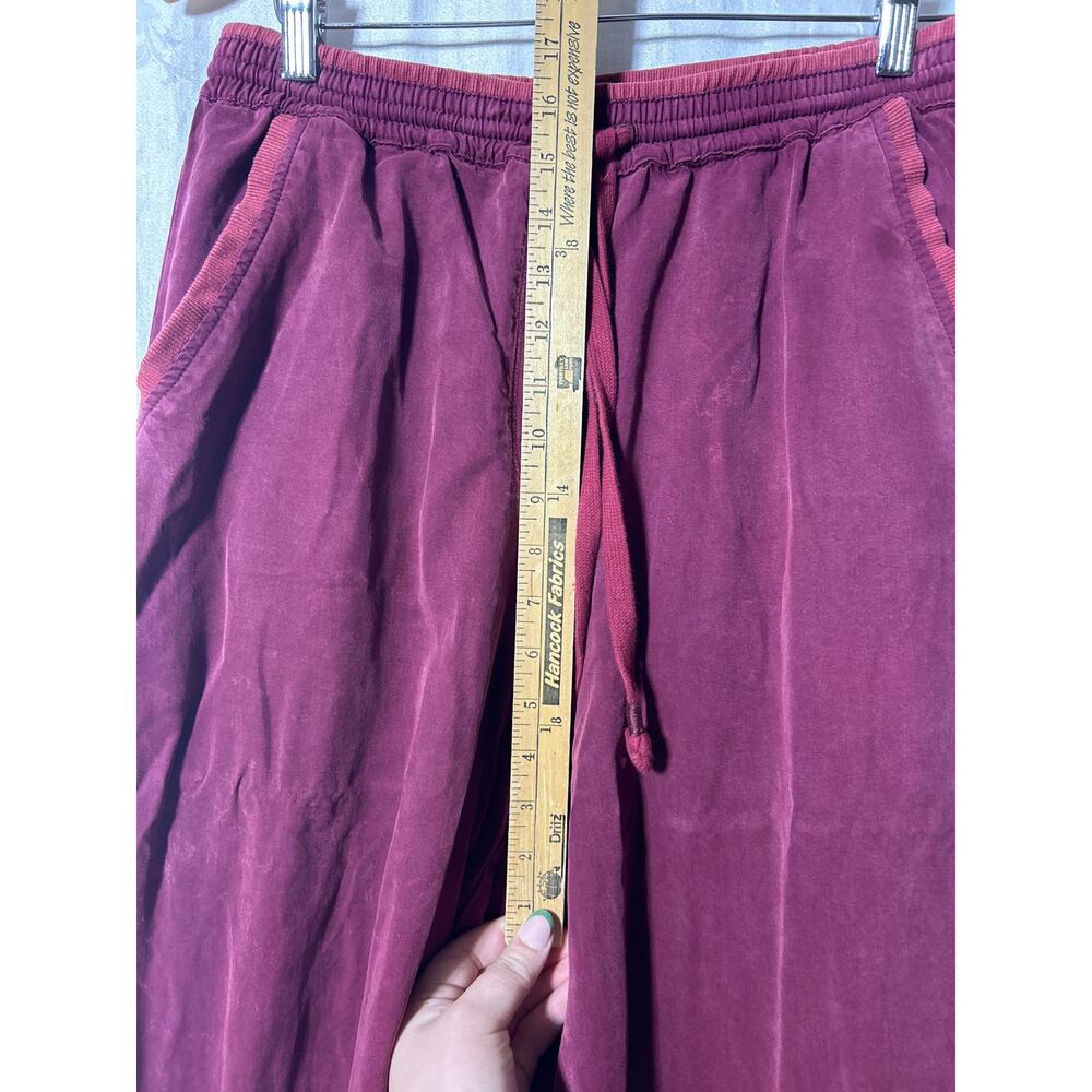 Saturday Sunday Anthropologie Wide Leg Pants Small Burgundy Chambray - Picture 5 of 11